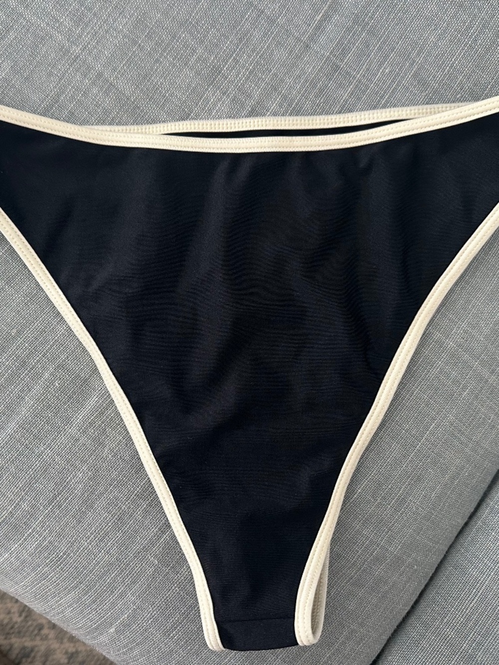 New with tags Juillet Edie Bikini Bottom Black with Ivory Shine trim - Medium
